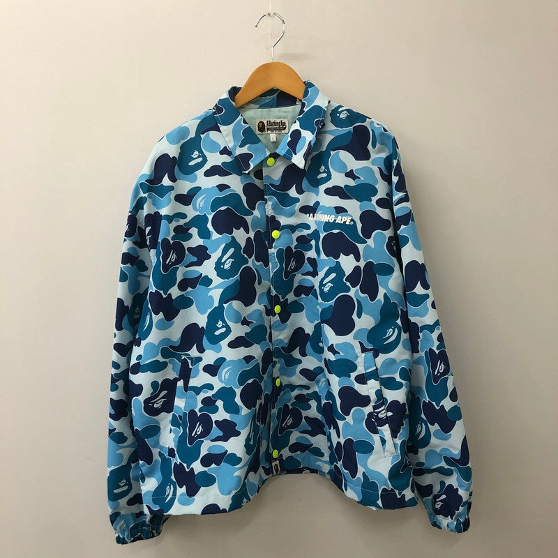 【中古品】【メンズ】 A BATHING APE アベイシングエイプ CAMO COACH JACKET 001LJF801019X カモ コーチジャケット ライトアウター 142-250306-kk-11-tei サイズ：L カラー：ブルー 万代Net店