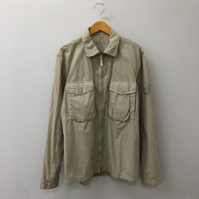 【中古品】【メンズ】 STONE ISLAND ストーンアイランド 19SS GHOST RESIN COTTON ZIP OVERSHIRT 7015103F2 ゴースト レジン コットン ジップ オーバーシャツ 長袖 トップス 140-250306-kk-02-tei サイズ：L カラー：ベージュ 万代Net店