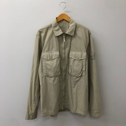 【中古品】【メンズ】 STONE ISLAND ストーンアイランド 19SS GHOST RESIN COTTON ZIP OVERSHIRT 7015103F2 ゴースト レジン コットン ジップ オーバーシャツ 長袖 トップス 140-250306-kk-02-tei サイズ：L カラー：ベージュ 万代Net店