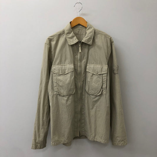 【中古品】【メンズ】 STONE ISLAND ストーンアイランド 19SS GHOST RESIN COTTON ZIP OVERSHIRT 7015103F2 ゴースト レジン コットン ジップ オーバーシャツ 長袖 トップス 140-250306-kk-02-tei サイズ：L カラー：ベージュ 万代Net店