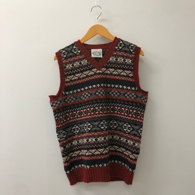 【中古品】【メンズ】  JAMIESON’S ジャミーソンズ WOOL KNIT VEST 3213-343-0340 ウールニットベスト トップス 145-250307-kk-18-tei サイズ：L カラー：レッド 万代Net店