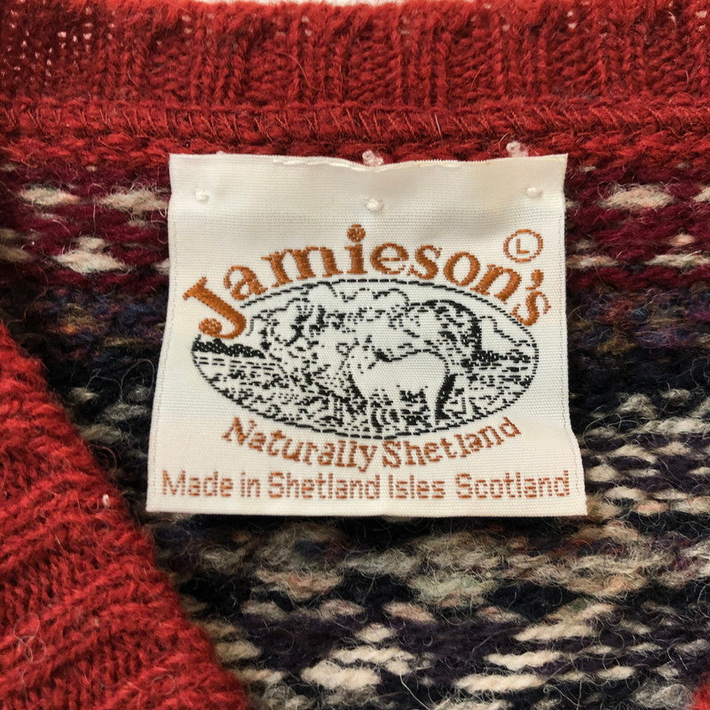 【中古品】【メンズ】  JAMIESON’S ジャミーソンズ WOOL KNIT VEST 3213-343-0340 ウールニットベスト トップス 145-250307-kk-18-tei サイズ：L カラー：レッド 万代Net店