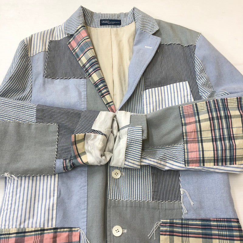 【中古品】【メンズ】 Polo by Ralph Lauren ポロバイラルフローレン 90's PATCHWORK TAILORED JACKET パッチワーク テーラードジャケット トップス 147-250306-kk-44-tei サイズ：S カラー：マルチカラー 万代Net店