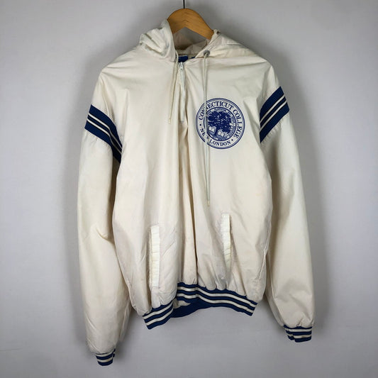 【現状渡し品】【メンズ】 Champion チャンピオン 80’s HALF-ZIP ANORAK PARKA MADE IN USA VINTAGE 80年代 ハーフジップアノラックパーカー ライトアウター USA製 ヴィンテージ 145-251115-ts-11-tei サイズ：XL カラー：ホワイト 万代Net店