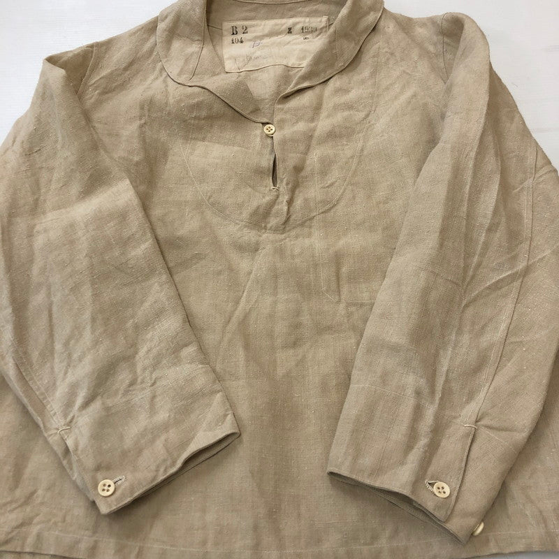 【中古品】【メンズ】  MARINE NATIONALE フランス海軍 30～40's SHAWL COLLAR LINEN SMOCK VINTAGE 30-40年代 リネン ショールカラー プルオーバー トップス ヴィンテージ 145-250307-kk-13-tei サイズ：表記不明 下記参照 カラー：ベージュ 万代Net店