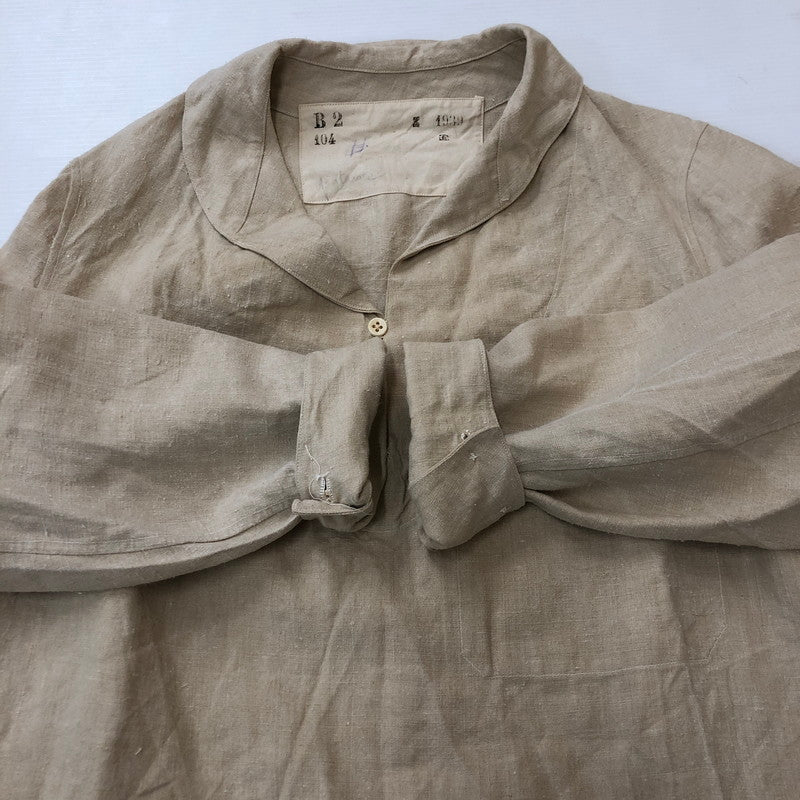 【中古品】【メンズ】  MARINE NATIONALE フランス海軍 30～40's SHAWL COLLAR LINEN SMOCK VINTAGE 30-40年代 リネン ショールカラー プルオーバー トップス ヴィンテージ 145-250307-kk-13-tei サイズ：表記不明 下記参照 カラー：ベージュ 万代Net店