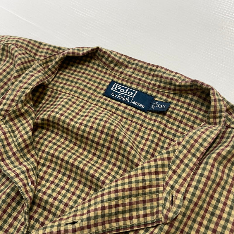 【中古品】【メンズ】 POLORALPHLAUREN ポロラルフ ローレン 90’s BAND COLLAR SHIRT 90年代 バンド カラー シャツ 長袖 トップス 147-260714-sa-10-tei サイズ：XXL カラー：チェック 万代Net店