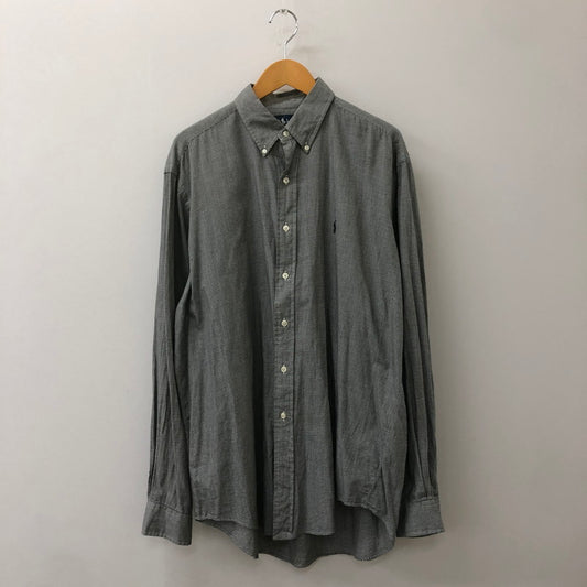 【中古品】【メンズ】 RALPH LAUREN ラルフローレン 90's L/S HOUNDSTOOTH B.D SHIRT 90年代 ロングスリーブ 千鳥格子 ボタンダウンシャツ 長袖 トップス 147-250306-kk-42-tei サイズ：16.5 カラー：グレー 万代Net店