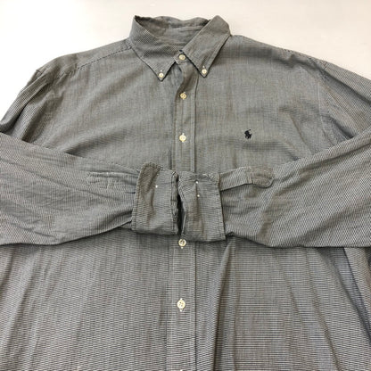 【中古品】【メンズ】 RALPH LAUREN ラルフローレン 90's L/S HOUNDSTOOTH B.D SHIRT 90年代 ロングスリーブ 千鳥格子 ボタンダウンシャツ 長袖 トップス 147-250306-kk-42-tei サイズ：16.5 カラー：グレー 万代Net店