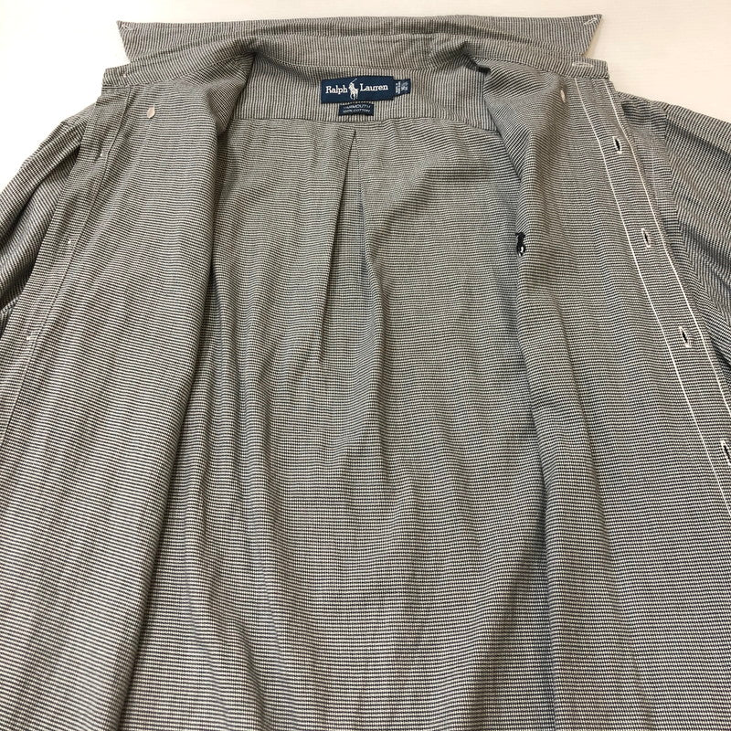 【中古品】【メンズ】 RALPH LAUREN ラルフローレン 90's L/S HOUNDSTOOTH B.D SHIRT 90年代 ロングスリーブ 千鳥格子 ボタンダウンシャツ 長袖 トップス 147-250306-kk-42-tei サイズ：16.5 カラー：グレー 万代Net店