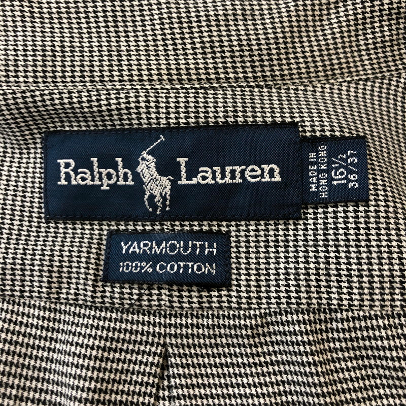 【中古品】【メンズ】 RALPH LAUREN ラルフローレン 90's L/S HOUNDSTOOTH B.D SHIRT 90年代 ロングスリーブ 千鳥格子 ボタンダウンシャツ 長袖 トップス 147-250306-kk-42-tei サイズ：16.5 カラー：グレー 万代Net店