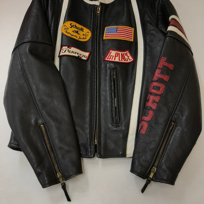 【中古品】【メンズ】 schott ショット RACER 1 SINGLE RIDERS JACKET 015 レーサー1 シングルライダースジャケット アウター レザージャケット 145-250309-kk-04-tei サイズ：40 カラー：ブラック 万代Net店