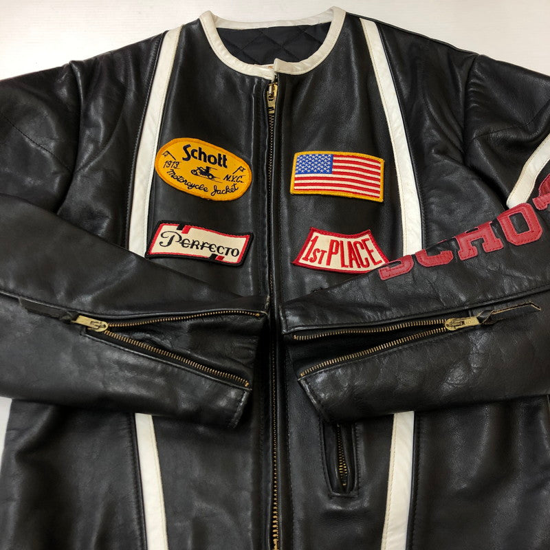 【中古品】【メンズ】 schott ショット RACER 1 SINGLE RIDERS JACKET 015 レーサー1 シングルライダースジャケット アウター レザージャケット 145-250309-kk-04-tei サイズ：40 カラー：ブラック 万代Net店