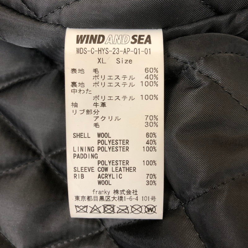 【中古美品】【メンズ】 HYSTERIC GLAMOUR ヒステリックグラマー × WIND AND SEA ウィンダンシー 別注 コラボ 22AW VARSITY JACKET WDS-C-HYS-23-AP-Ｑ1-101 バーシティージャケット アウター スタジャン 142-250308-kk-05-tei サイズ：XL カラー：ブラック 万代Net店