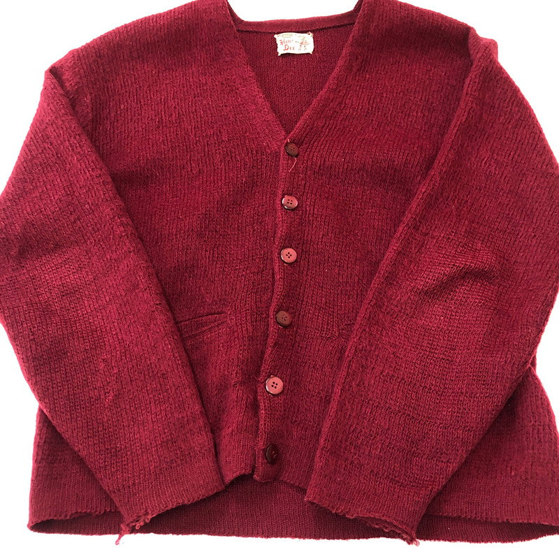 【現状渡し品】【メンズ】  GLEN DEE グレン ディー 60’s MOHAIR KNIT CARDIGAN VINTAGE 60年代 モヘアニット カーディガン トップス ヴィンテージ 145-250312-kk-19-tei サイズ：表記無し 下記参照 カラー：レッド 万代Net店