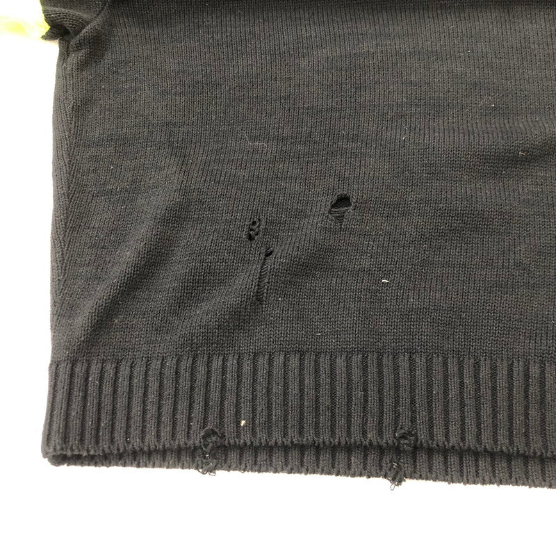 【中古品】【メンズ】 KAPITAL キャピタル 5G KNIT HIPPIE SLEEVE CREW SWEATER K2203KN014 ファイブゲージニット ヒッピー スリーブ クルーセーター トップス ダメージ加工 140-250312-kk-02-tei サイズ：3 カラー：ブラック 万代Net店