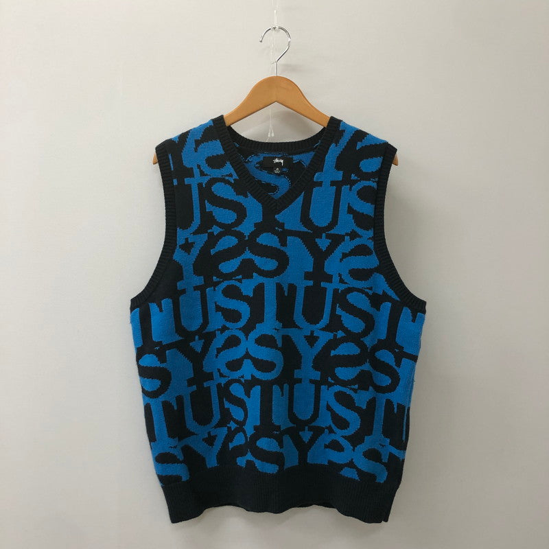 【中古品】【メンズ】 STUSSY ステューシー STACKED SWEATER VEST 117192 スタックド セーター ベスト トップス ニット 142-250312-kk-08-tei サイズ：M カラー：ブルー 万代Net店