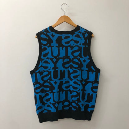 【中古品】【メンズ】 STUSSY ステューシー STACKED SWEATER VEST 117192 スタックド セーター ベスト トップス ニット 142-250312-kk-08-tei サイズ：M カラー：ブルー 万代Net店