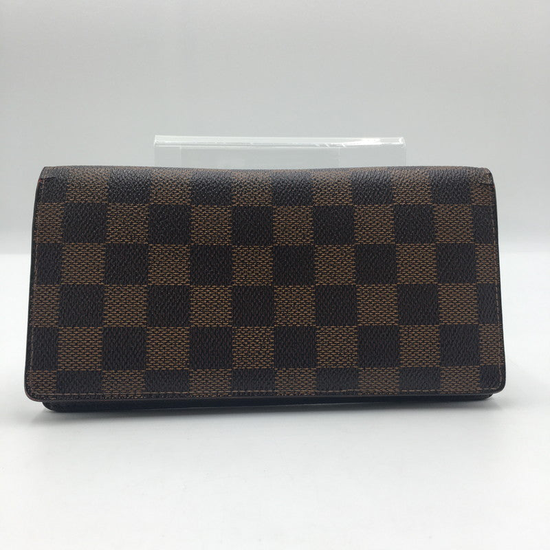 【中古品】【メンズ/レディース】 LOUIS VUITTON ルイ・ヴィトン ダミエ ポルト フォイユ ブラザ N60017 ロングウォレット 二つ折り長財布 179-250714-KS-02-tei カラー：エベヌ 万代Net店