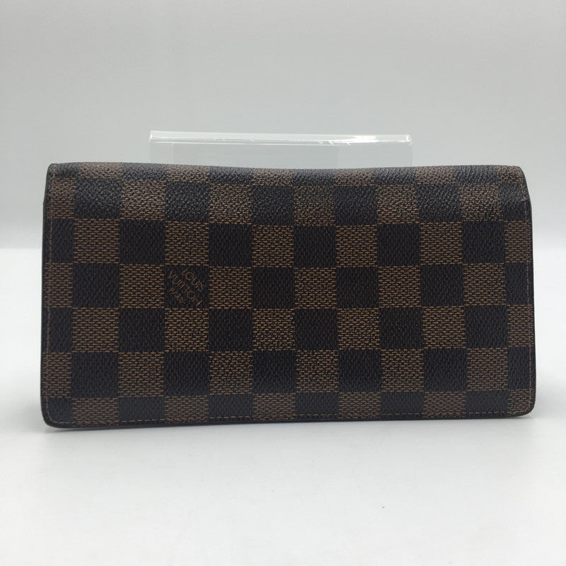 【中古品】【メンズ/レディース】 LOUIS VUITTON ルイ・ヴィトン ダミエ ポルト フォイユ ブラザ N60017 ロングウォレット 二つ折り長財布 179-250714-KS-02-tei カラー：エベヌ 万代Net店