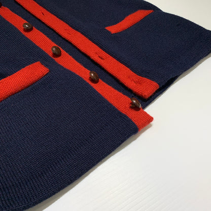 【中古品】【メンズ】 X-LARGE エクストララージ WOOL CARDIGAN 0124303 ウールカーディガン トップス ボタンダウン ニット 142-260716-ko-04-tei サイズ：M カラー：ネイビー/レッド 万代Net店