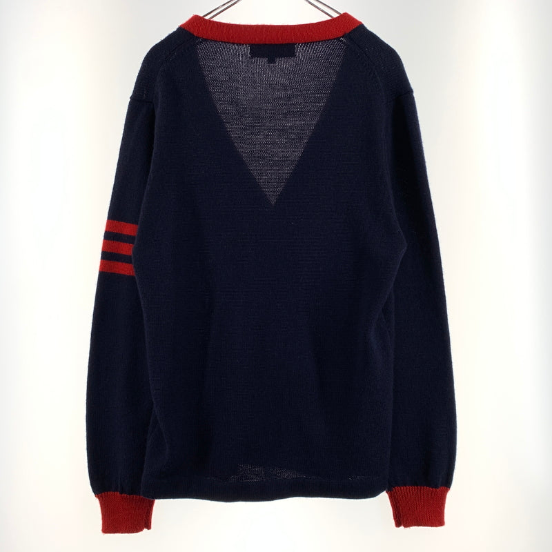 【中古品】【メンズ】 X-LARGE エクストララージ WOOL CARDIGAN 0124303 ウールカーディガン トップス ボタンダウン ニット 142-260716-ko-04-tei サイズ：M カラー：ネイビー/レッド 万代Net店