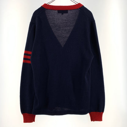 【中古品】【メンズ】 X-LARGE エクストララージ WOOL CARDIGAN 0124303 ウールカーディガン トップス ボタンダウン ニット 142-260716-ko-04-tei サイズ：M カラー：ネイビー/レッド 万代Net店