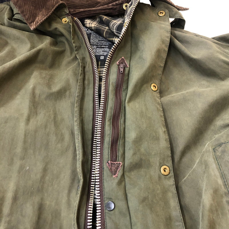 【中古品】【メンズ】  BARBOUR バブアー 90's BORDER WAX JACKET 90年代 ボーダーワックスジャケット アウター 141-250313-kk-19-tei サイズ：表記消え 下記参照 カラー：オリーブ 万代Net店