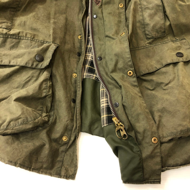 【中古品】【メンズ】  BARBOUR バブアー 90's BORDER WAX JACKET 90年代 ボーダーワックスジャケット アウター 141-250313-kk-19-tei サイズ：表記消え 下記参照 カラー：オリーブ 万代Net店