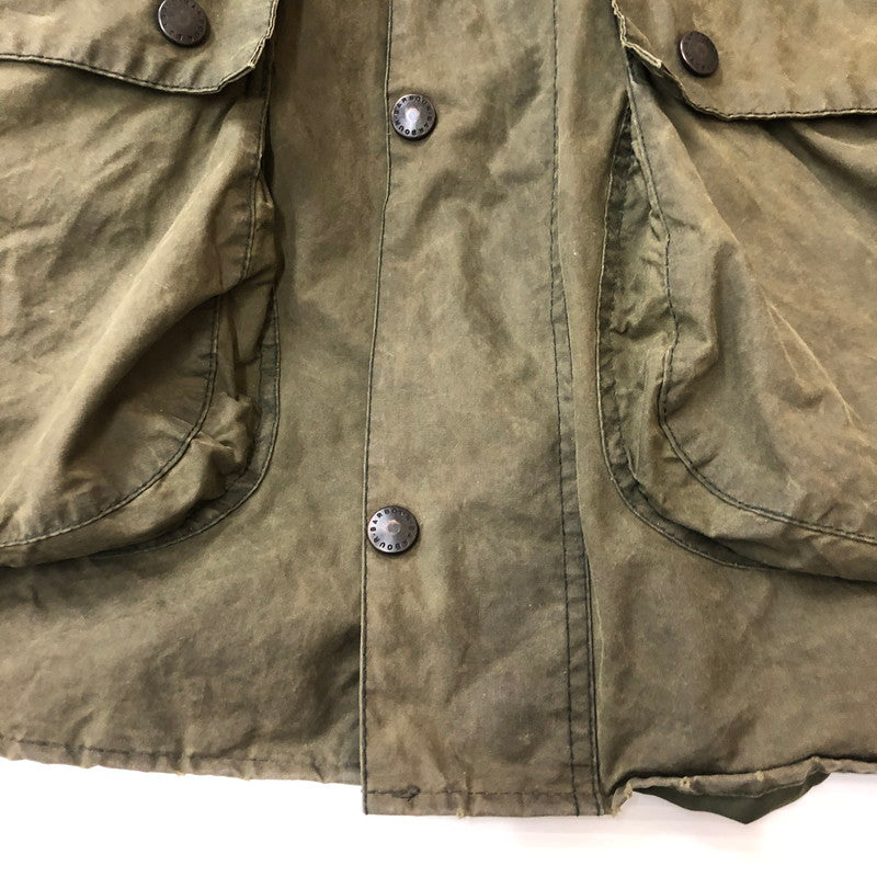 【中古品】【メンズ】  BARBOUR バブアー 90's BORDER WAX JACKET 90年代 ボーダーワックスジャケット アウター 141-250313-kk-19-tei サイズ：表記消え 下記参照 カラー：オリーブ 万代Net店