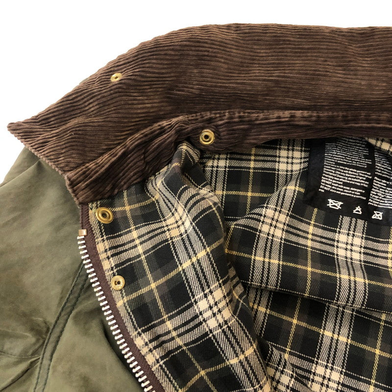 【中古品】【メンズ】  BARBOUR バブアー 90's BORDER WAX JACKET 90年代 ボーダーワックスジャケット アウター 141-250313-kk-19-tei サイズ：表記消え 下記参照 カラー：オリーブ 万代Net店