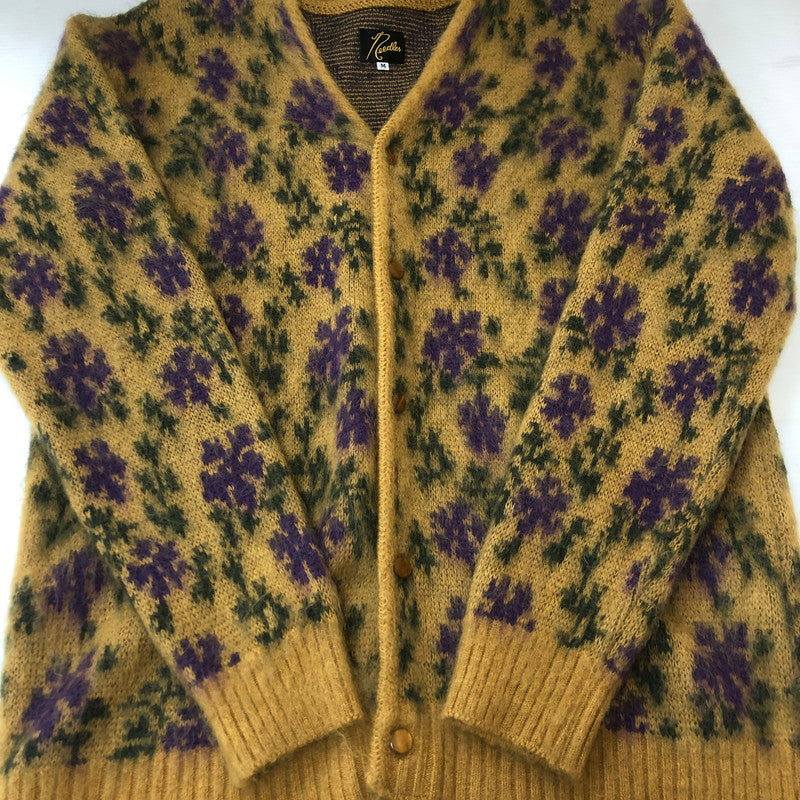 【中古品】【メンズ】 Needles ニードルス 23AW MOHAIR CARDIGAN FLOWER NS282 モヘアカーディガン フラワー トップス 140-250313-kk-04-tei サイズ：M カラー：イエロー 万代Net店