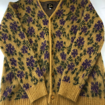 【中古品】【メンズ】 Needles ニードルス 23AW MOHAIR CARDIGAN FLOWER NS282 モヘアカーディガン フラワー トップス 140-250313-kk-04-tei サイズ：M カラー：イエロー 万代Net店