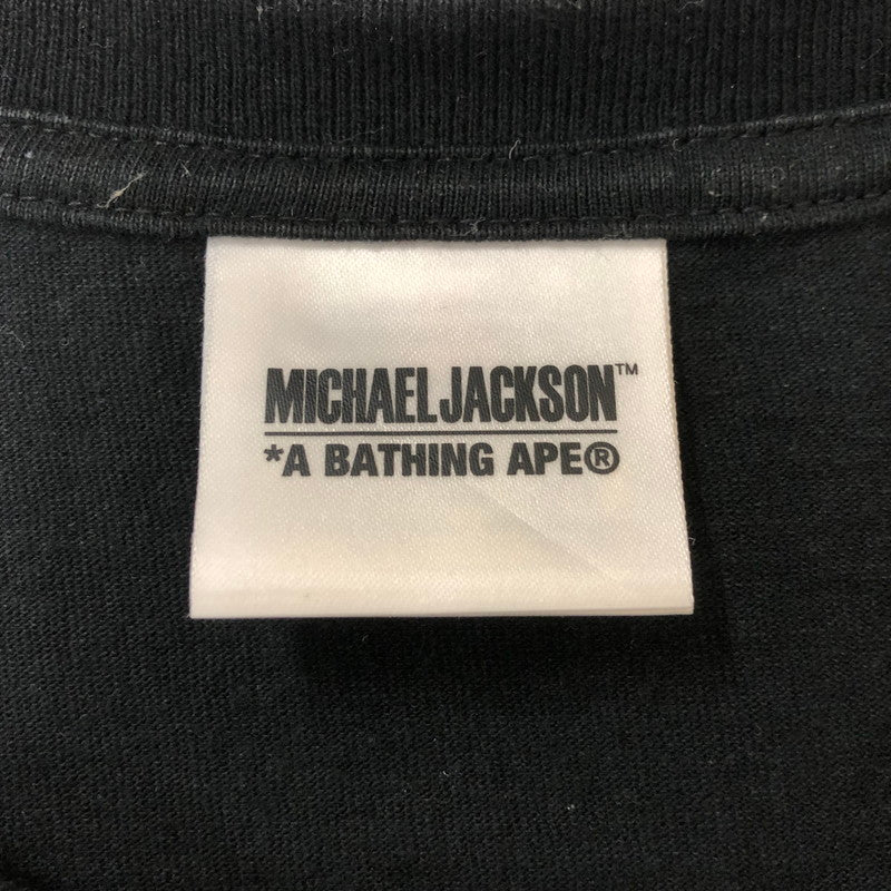 【中古品】【メンズ】 A BATHING APE アベイシングエイプ × MICHAEL JACKSON マイケル・ジャクソン 別注 コラボ 23AW S/S GRAPHIC TEE ショートスリーブ グラフィック Tシャツ 半袖 トップス 142-250313-kk-09-tei サイズ：XL カラー：ブラック 万代Net店