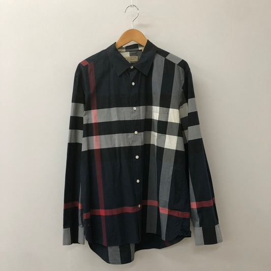 【中古品】【メンズ】 BURBERRY バーバリー 19SS NOVA CHECK L/S SHIRT THTHAGAR129SAM RICCARDO TISCI ノバチェック ロングスリーブ シャツ 長袖 トップス リカルド・ティッシ 141-250318-kk-14-tei サイズ：XL カラー：ネイビー 万代Net店