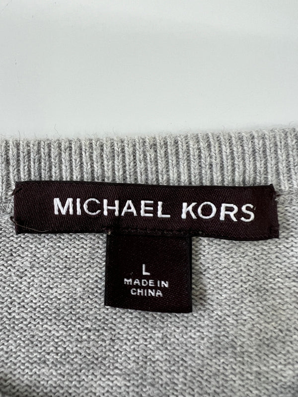 【中古品】【メンズ】 MICHAEL KORS マイケルコース CR96KZW8AT LOGO COTTON SWEATER ロゴ コットン セーター 141-260921-AS-9-hon サイズ：L カラー：グレー 万代Net店