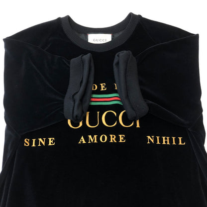 【中古美品】【メンズ】 GUCCI グッチ EMBROIDERED ROMANTIC MOTTO SWEAT SHIRT 596384 エンブロイダード ロマンティック モト スウェットシャツ トップス 141-250321-kk-08-tei サイズ：XL カラー：ブラック 万代Net店