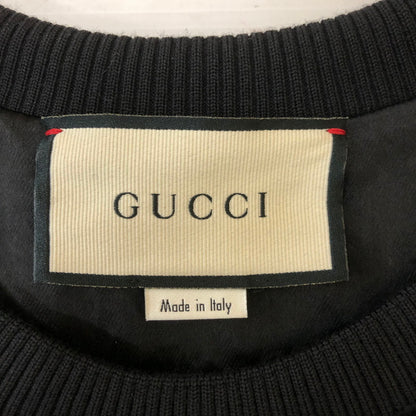 【中古美品】【メンズ】 GUCCI グッチ EMBROIDERED ROMANTIC MOTTO SWEAT SHIRT 596384 エンブロイダード ロマンティック モト スウェットシャツ トップス 141-250321-kk-08-tei サイズ：XL カラー：ブラック 万代Net店