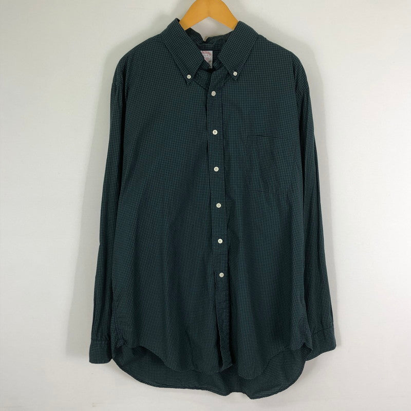 【中古品】【メンズ】 Brooks Brothers ブルックスブラザーズ 90's GINGHAM CHECK B.D. LS SHIRT 90年代 ギンガムチェック ボタンダウン ロングスリーブ シャツ 長袖 トップス 145-251124-yo-15-tei サイズ：17 1/2-R カラー：グリーン 万代Net店