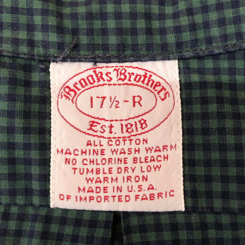 【中古品】【メンズ】 Brooks Brothers ブルックスブラザーズ 90's GINGHAM CHECK B.D. LS SHIRT 90年代 ギンガムチェック ボタンダウン ロングスリーブ シャツ 長袖 トップス 145-251124-yo-15-tei サイズ：17 1/2-R カラー：グリーン 万代Net店