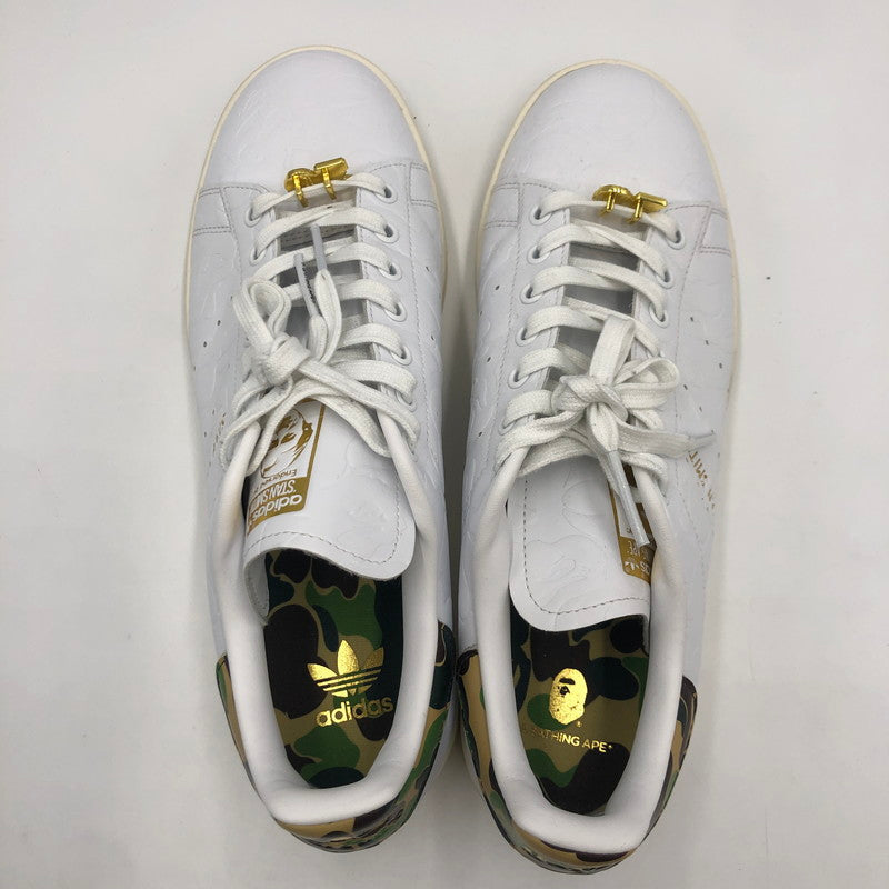 【中古品】【メンズ】 adidas アディダス × A BATHING APE アベイシングエイプ 別注 コラボ 23AW STAN SMITH BAPE IG1115 スタンスミス ベイプ スニーカー 靴 30周年記念 161-250727-KS-03-tei カラー：FTWWHT/FTWWHT/OWHITE 万代Net店