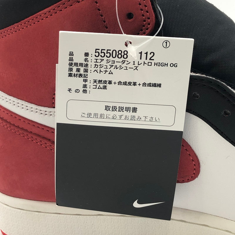 【中古美品】【メンズ】 AIR JORDAN 1 RETRO HIGH OG TRACK RED 555088-112 エアジョーダン1 レトロ ハイ オリジナル 6リングス トラックレッド スニーカー 靴 160-250402-kk-06-tei カラー：SUMMIT WHITE/TRACK RED-BLACK 万代Net店