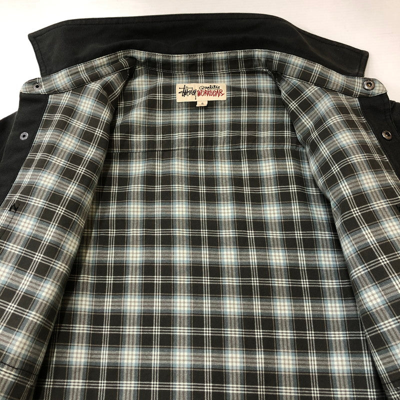 【中古品】【メンズ】 STUSSY ステューシー 25SS HEAVY WASHED CANVAS SHIRT 1110355 ストーンウオッシュ コットンキャンバス シャツジャケット ライトアウター 142-250404-kk-11-fuz サイズ：S カラー：ブラック 万代Net店