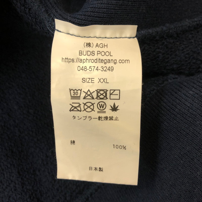 【中古品】【メンズ】 BUDSPOOL バッズプール RYU ONEPOINT LOGO CREWNECK SWEATSHIRT APHRODITEGANG リュー ワンポイント 刺繍 クルーネックスウェットシャツ トップス トレーナー アフロディーテギャング 140-250404-kk-16-tei サイズ：XXL カラー：ネイビー 万代Net店