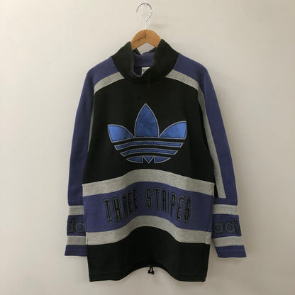 【中古品】【メンズ】 adidas アディダス 90's HIGHNECK SWEATSHIRT AA-4313 90年代 ハイネック スウェットシャツ デサント期 トップス トレーナー 148-250411-kk-21-fuz サイズ：M-L カラー：ブラック/パープル 万代Net店