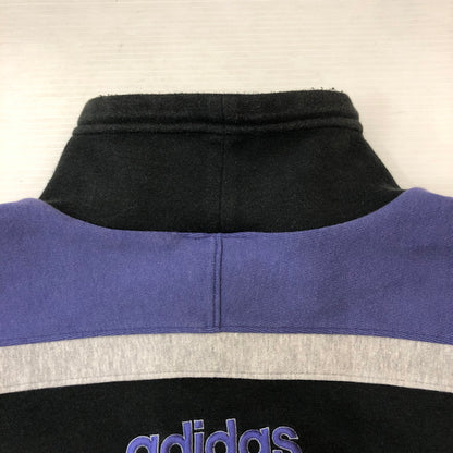 【中古品】【メンズ】 adidas アディダス 90's HIGHNECK SWEATSHIRT AA-4313 90年代 ハイネック スウェットシャツ デサント期 トップス トレーナー 148-250411-kk-21-fuz サイズ：M-L カラー：ブラック/パープル 万代Net店