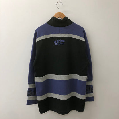 【中古品】【メンズ】 adidas アディダス 90's HIGHNECK SWEATSHIRT AA-4313 90年代 ハイネック スウェットシャツ デサント期 トップス トレーナー 148-250411-kk-21-fuz サイズ：M-L カラー：ブラック/パープル 万代Net店
