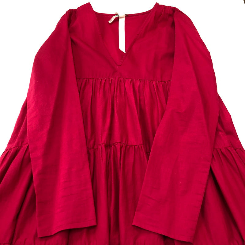 【中古品】【レディース】 MERLETTE マーレット TIERED DRESS ティアードワンピース オールインワン トップス 170-250412-kk-23-tei サイズ：S カラー：マゼンダ 万代Net店