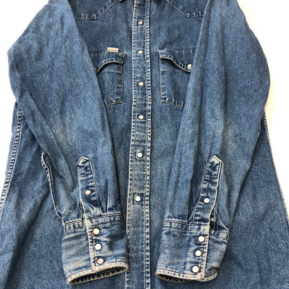 【現状渡し品】【メンズ】 Carhartt カーハート L/S DENIM WESTERN SHIRT ロングスリーブ デニムウエスタンシャツ 長袖 トップス 145-250419-kk-13-tei サイズ：表記不明 下記参照 カラー：ライトインディゴ 万代Net店