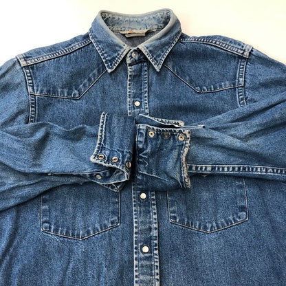 【現状渡し品】【メンズ】 Carhartt カーハート L/S DENIM WESTERN SHIRT ロングスリーブ デニムウエスタンシャツ 長袖 トップス 145-250419-kk-13-tei サイズ：表記不明 下記参照 カラー：ライトインディゴ 万代Net店